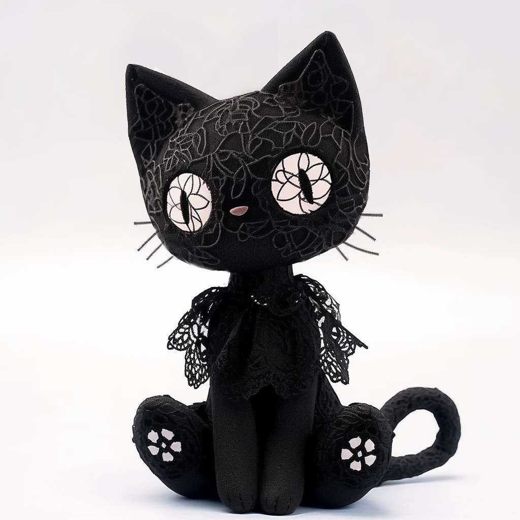 Black Bombay Gothic Cat Plush