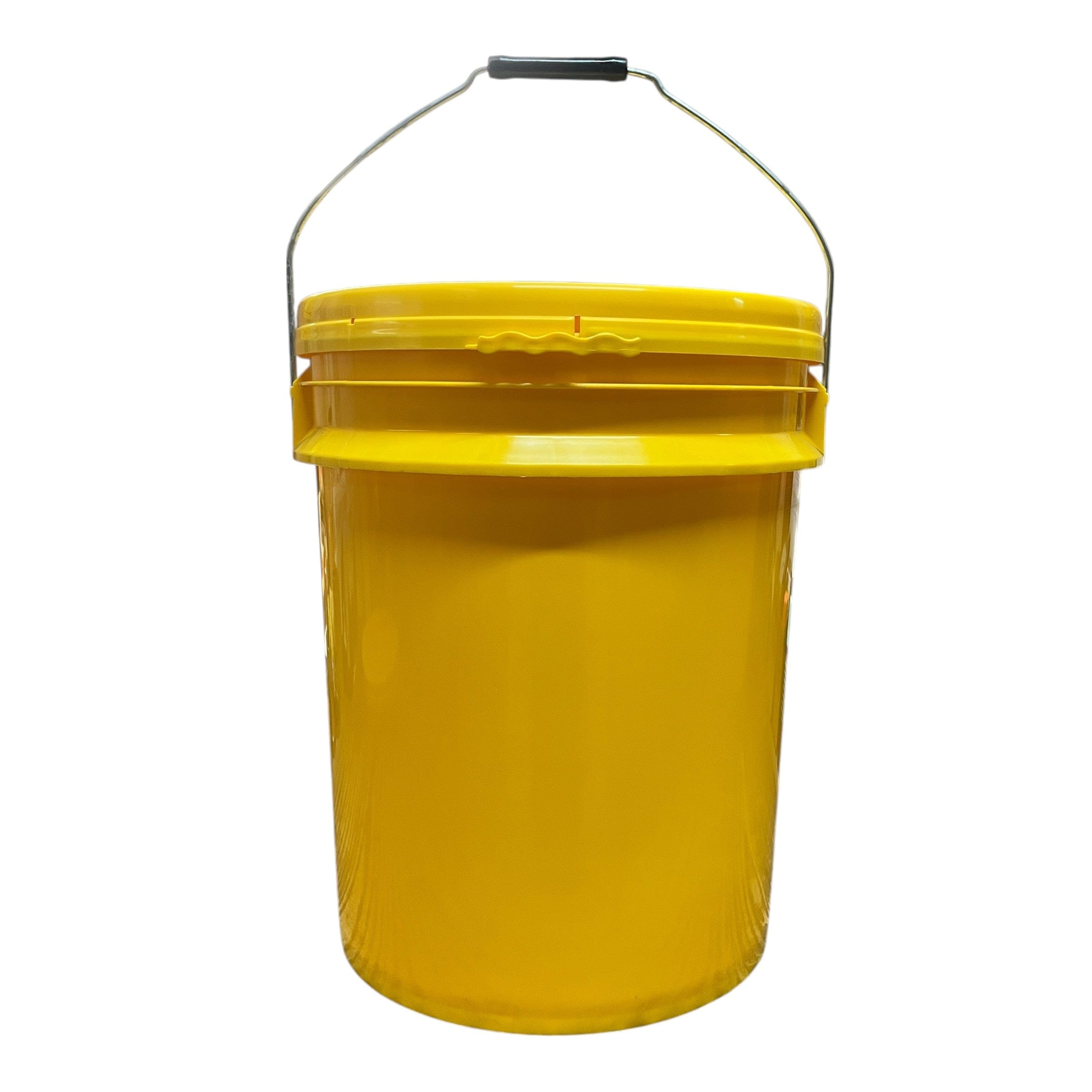 5 Gallon Outdoor Metal Handle Bucket with Lid, Yellow Color