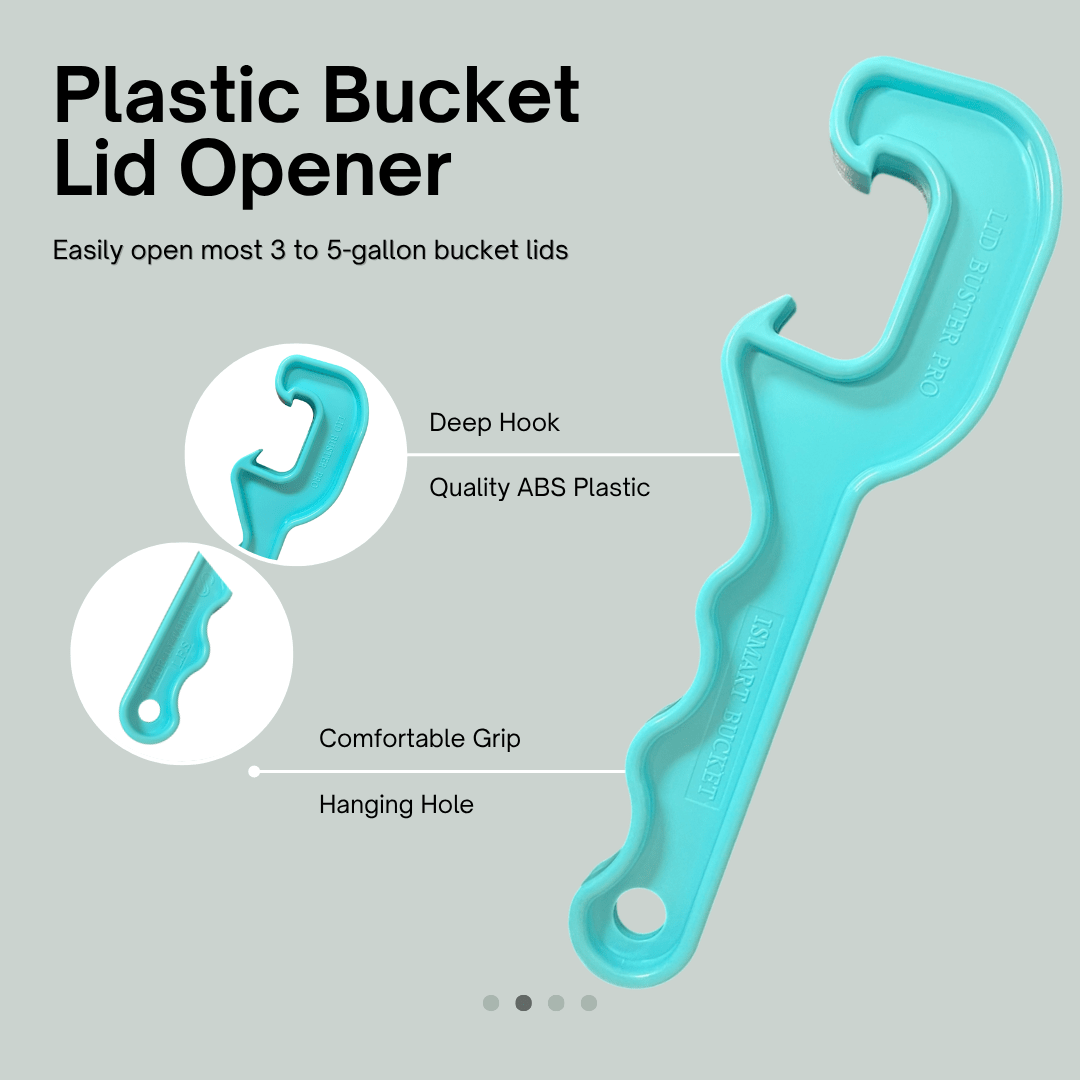 Bucket Lid Opener Tool for 3-5 Gallon Buckets, ABS Plastic, Turquoise, 9.38 Inch Length