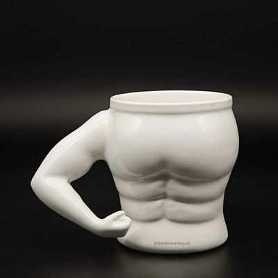 3D Muscle Mug - White