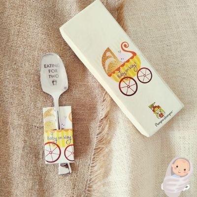 "Eating For Two” Engraved Stainless Steel Spoon For Expecting Mom