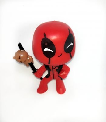3D Red Man Figurine with Bear on a Stick