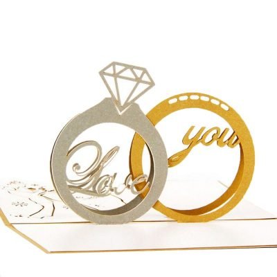 3D Pop Up Diamond Ring Paper Cut Greeting Card