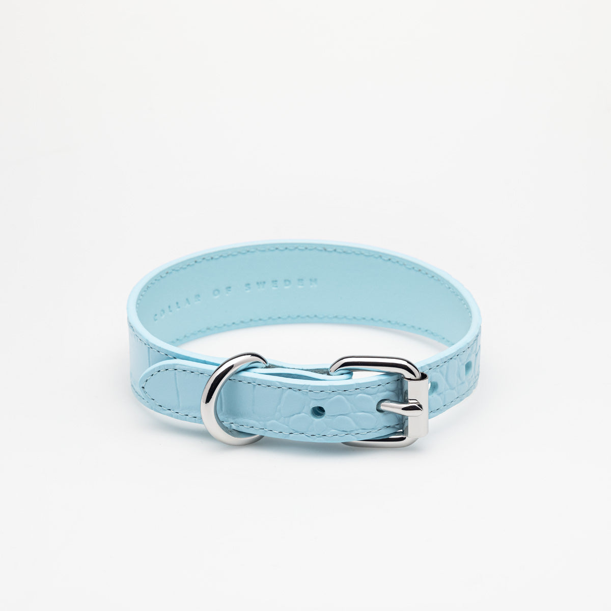 Baby Blue Croco Dog Collar Thin