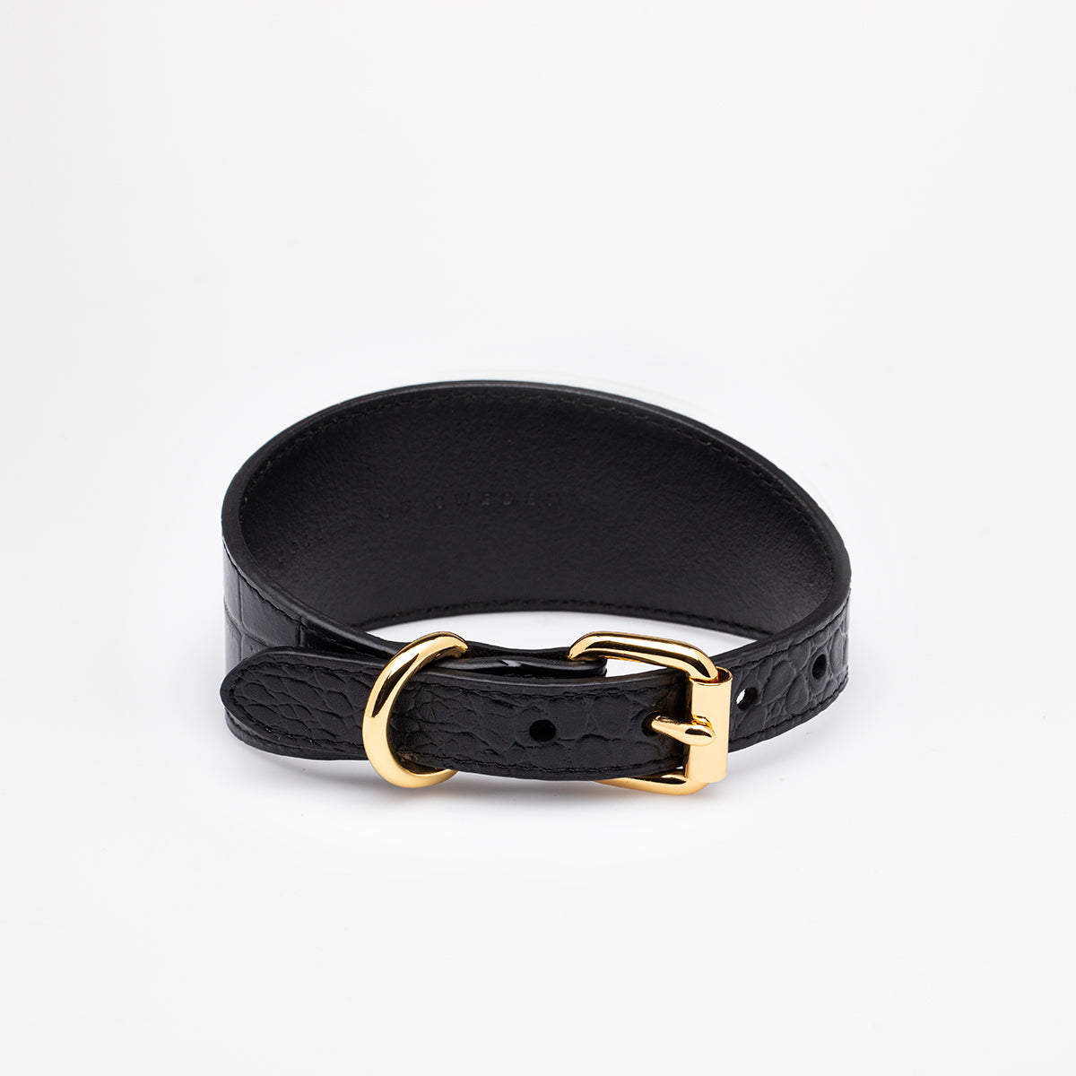 Black Croco Dog Collar Wide