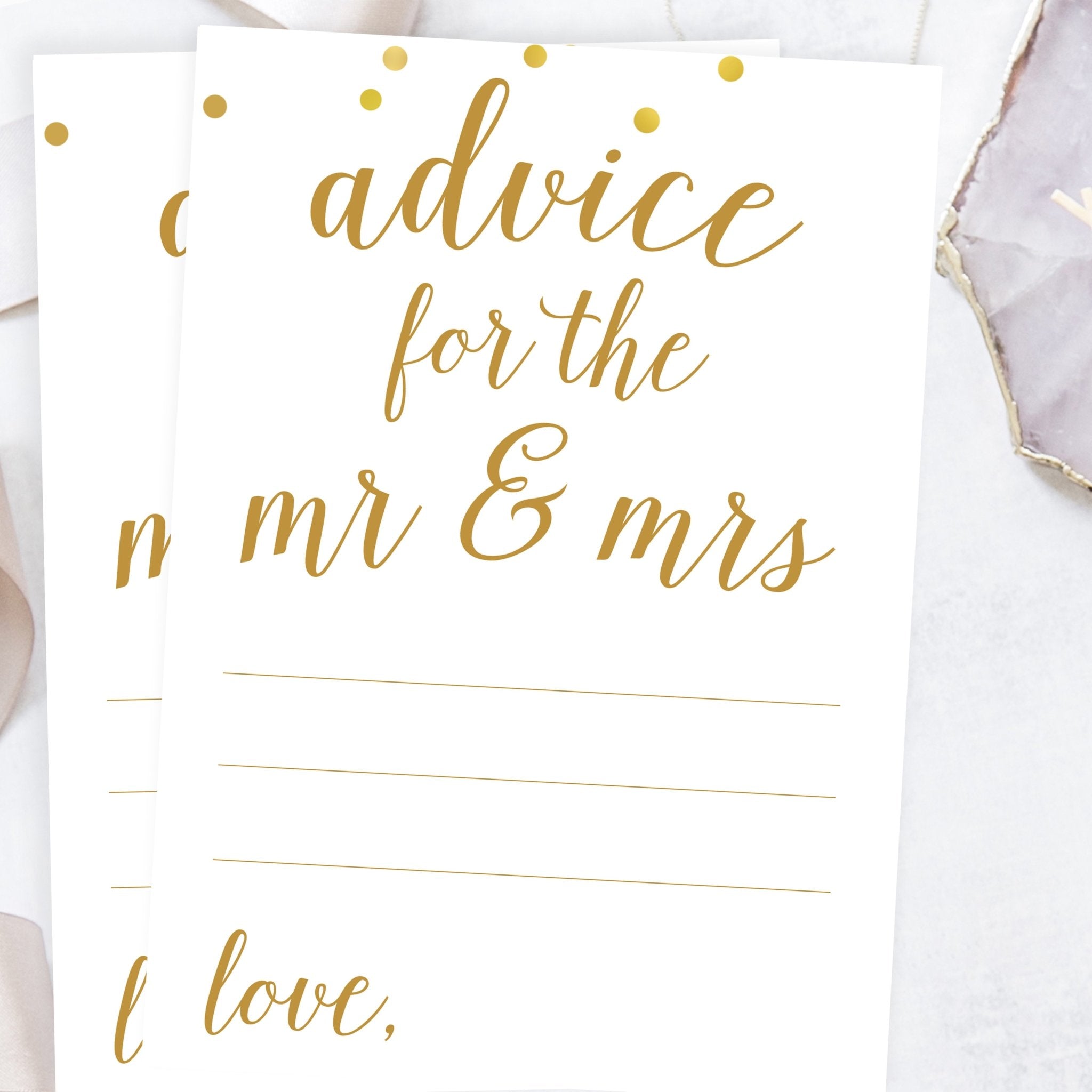 Advice for the Mr & Mrs - Gold Confetti Printable