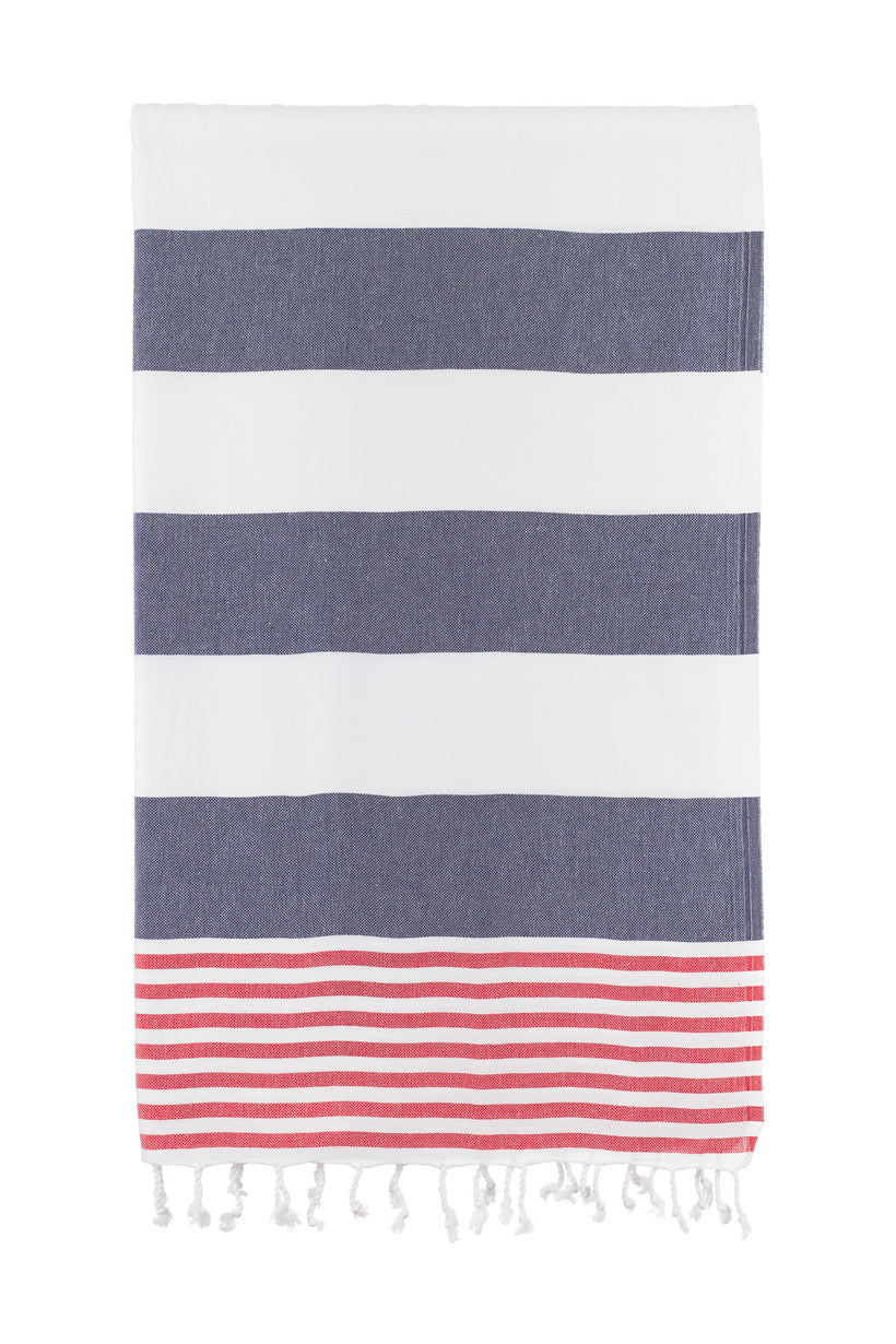 Ocean Red Navy Turkish Towel