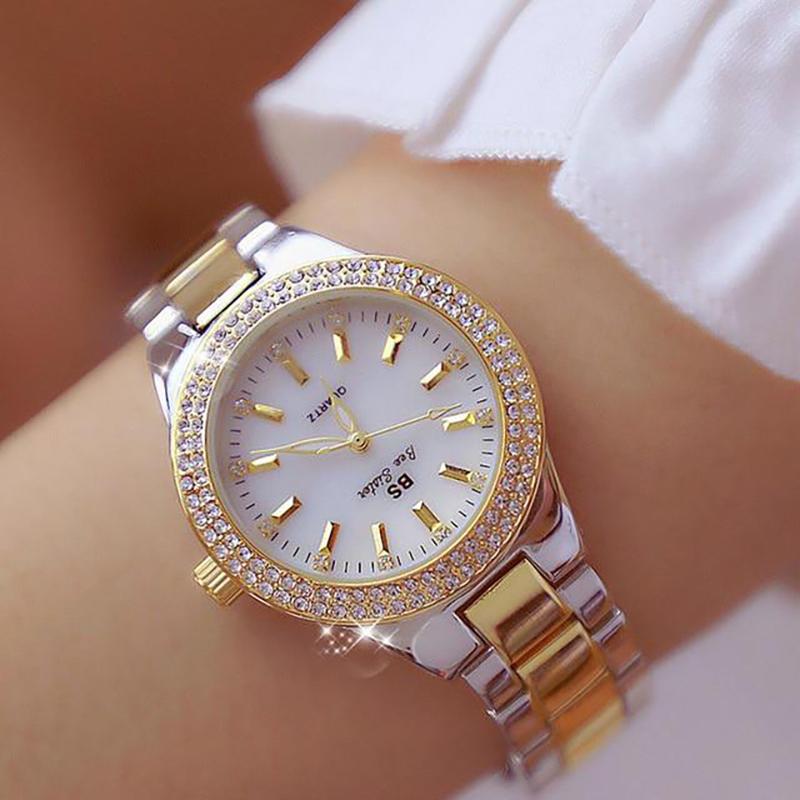 Brilliant Rhinestones With Stainless Steel Wrist Watch for Women
