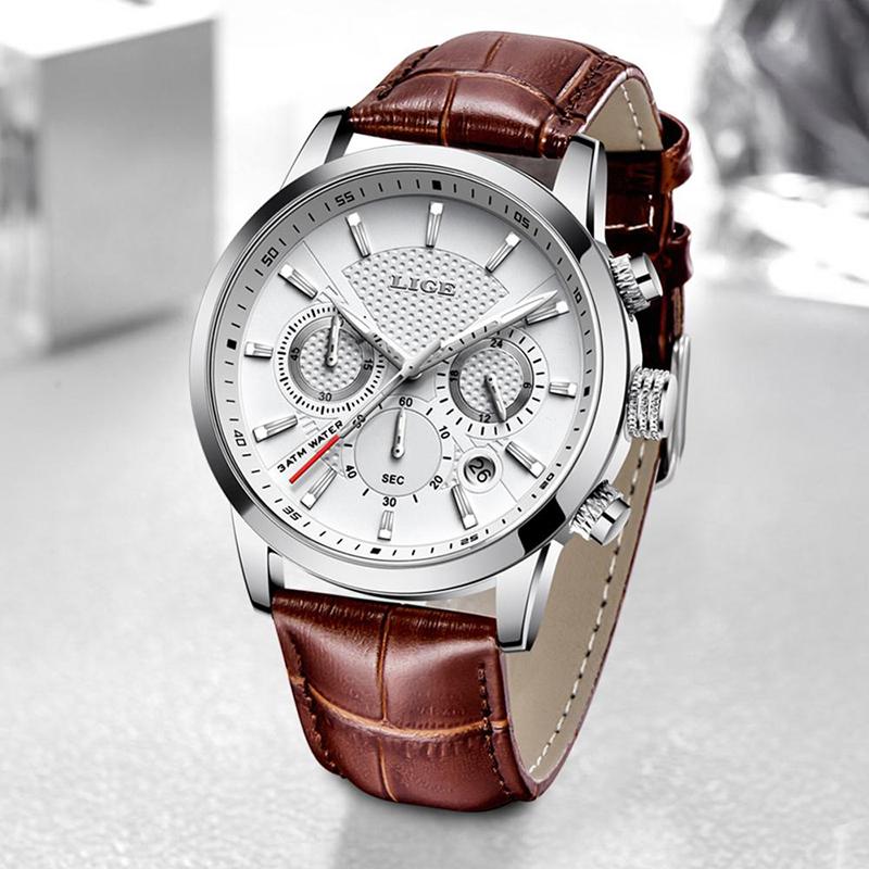 Casual Leather Strap Chronograph Quartz Watch