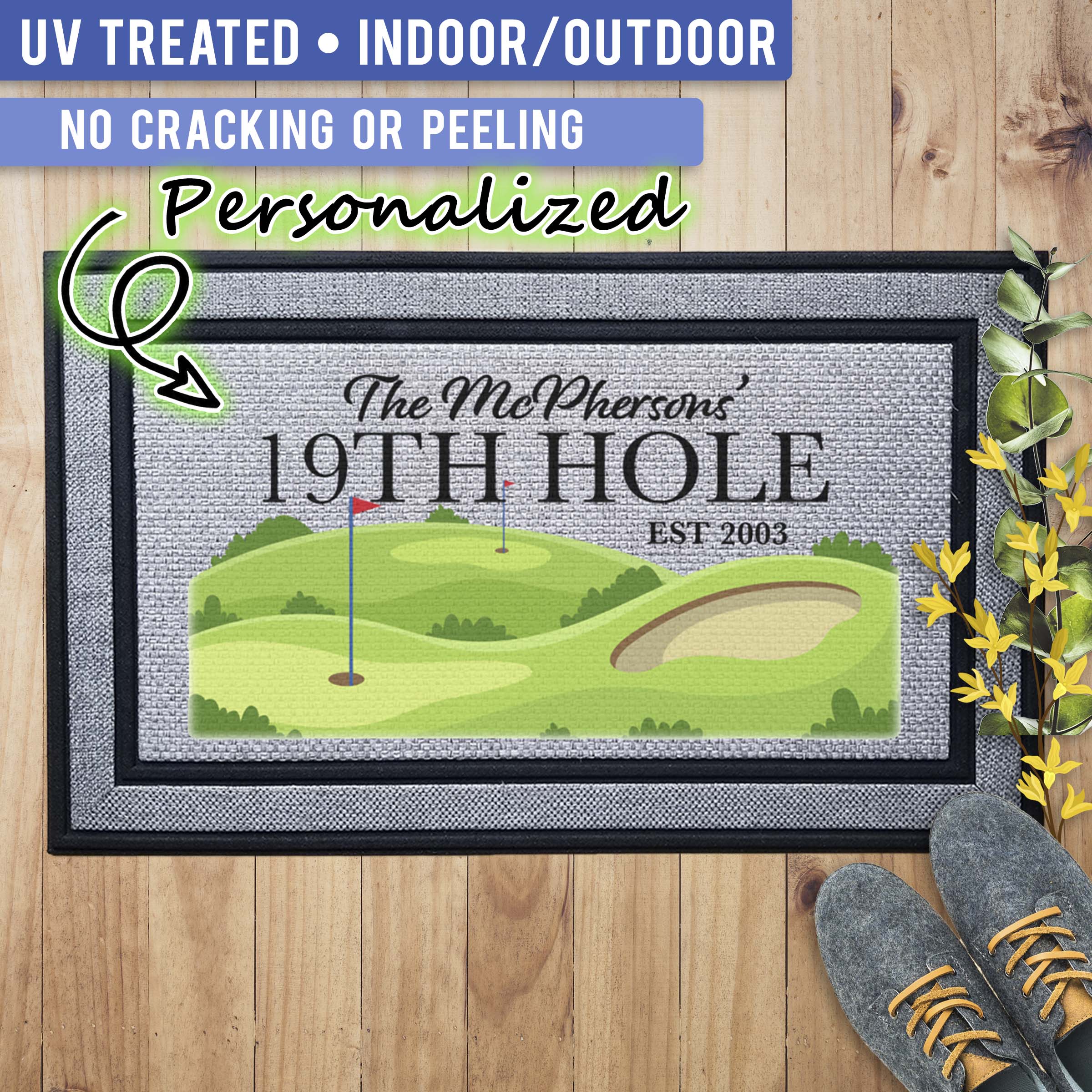 19th Hole Golf Welcome Indoor/Outdoor Door Mat