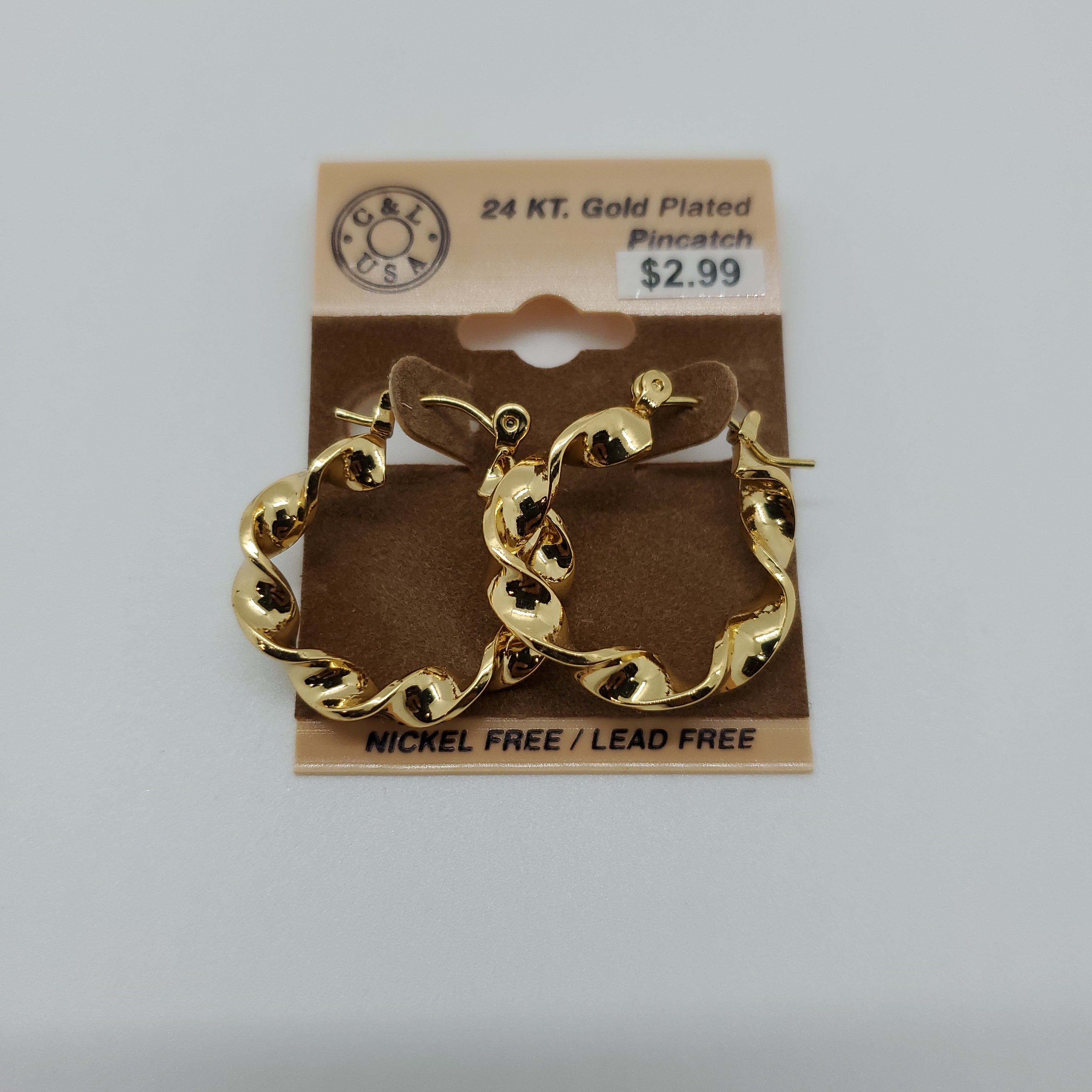 24KT Gold Plated Pincatch Hoop Earrings NPK116