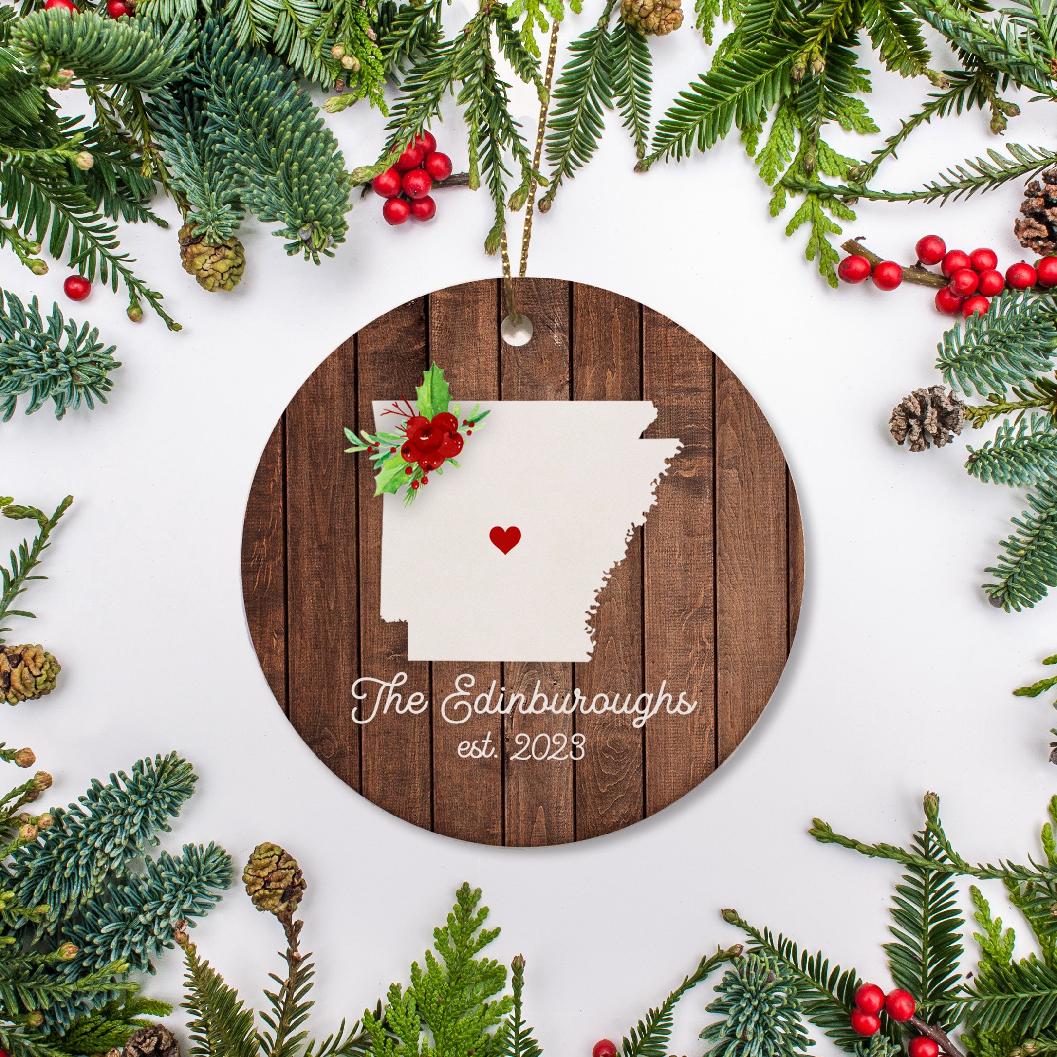 Arkansas Personalized Christmas Ornament