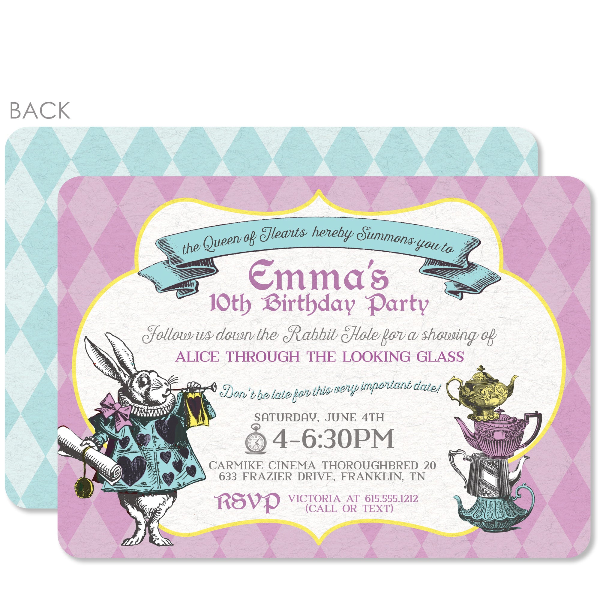 Alice in Wonderland Birthday Invitation