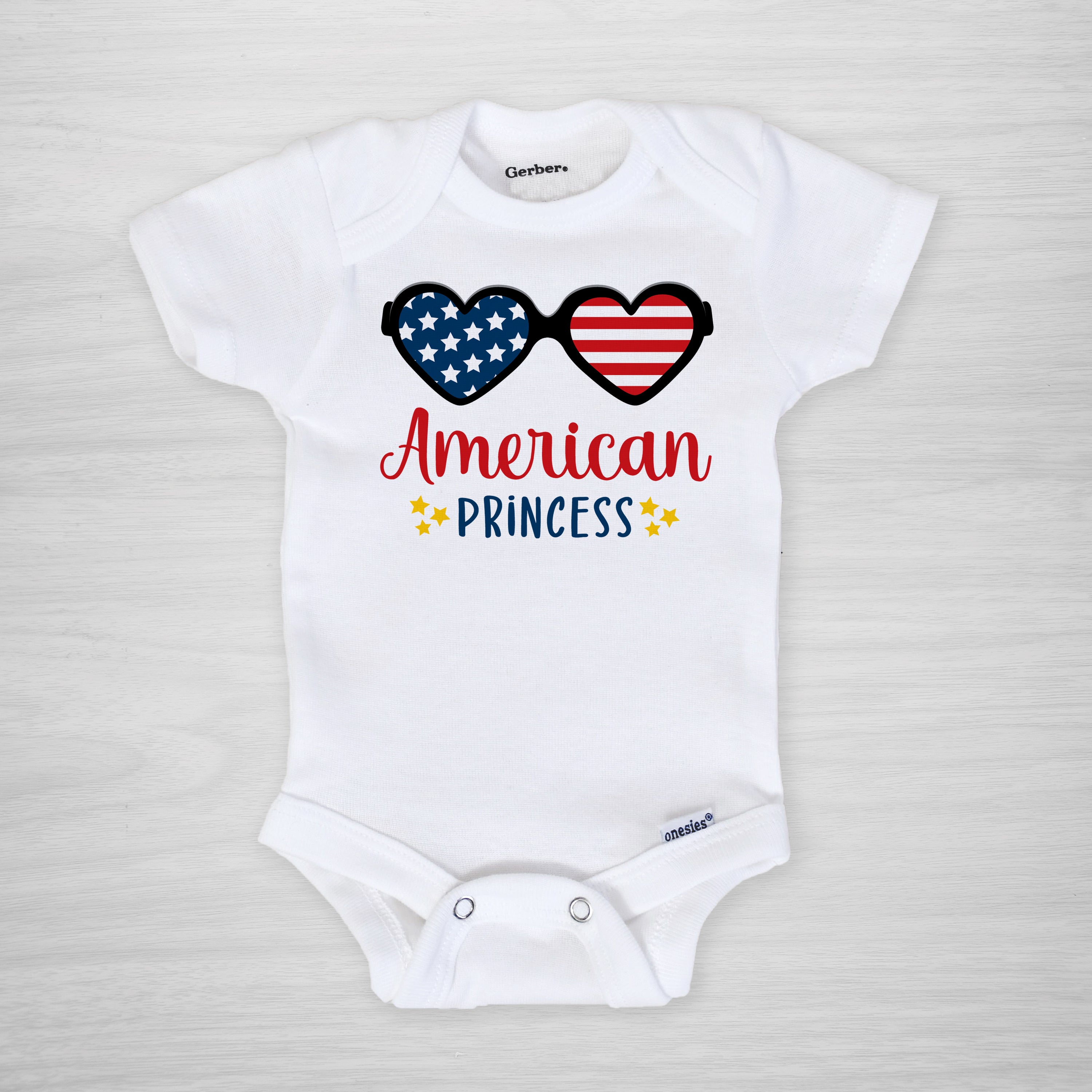 American Princess 4th of July Onesie®, Heart Sunglasses