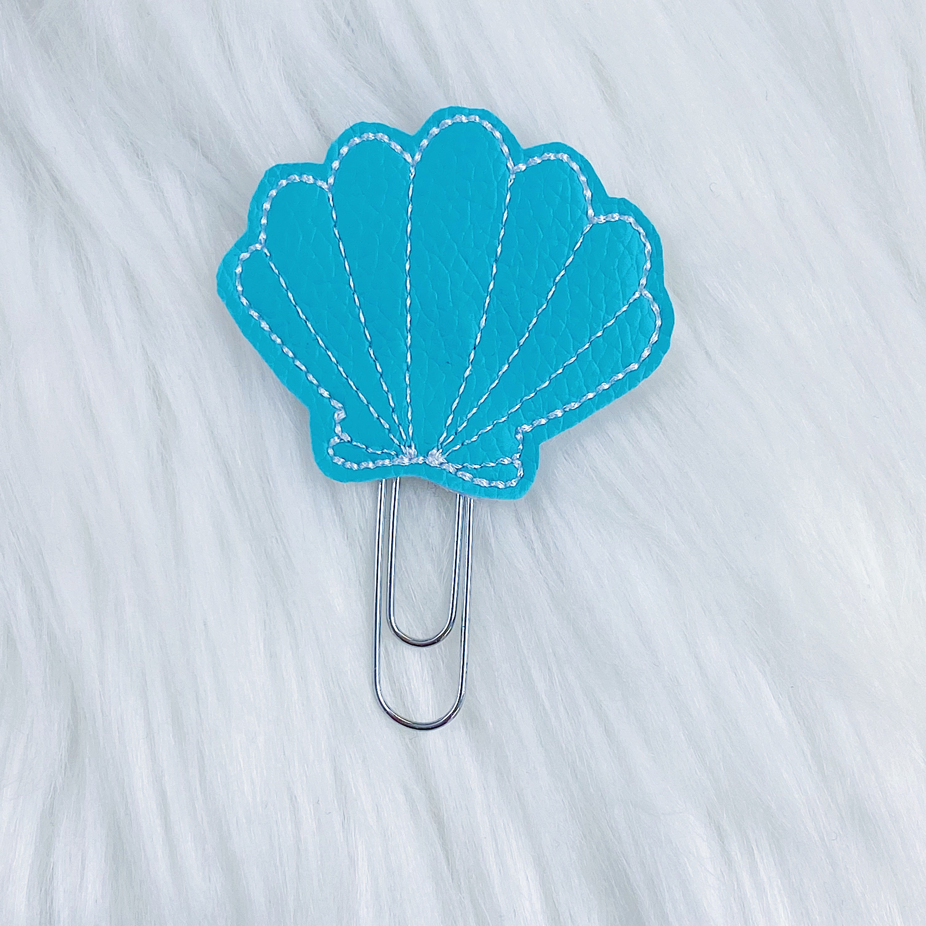 Aqua Seashell Feltie Planner Clip