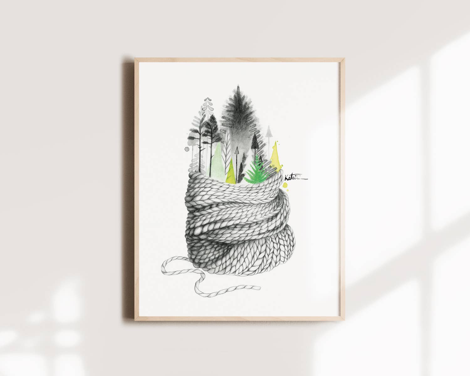 Art print heart warming forest