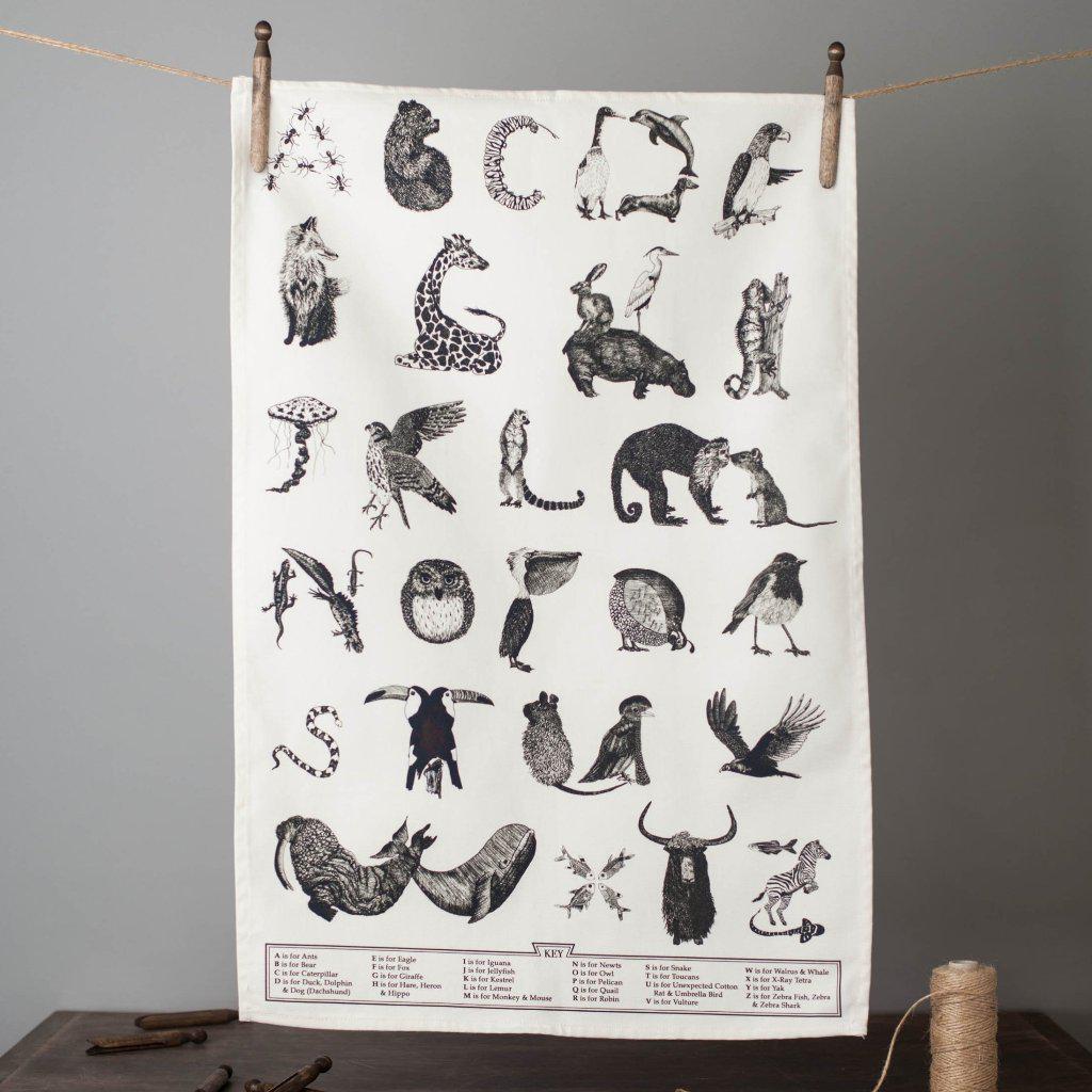 Animal Alphabet Tea Towel