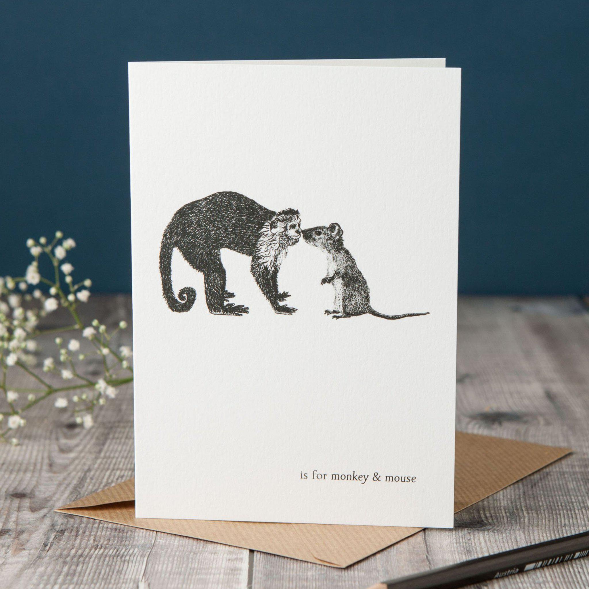 M is for Monkey & Mouse Card