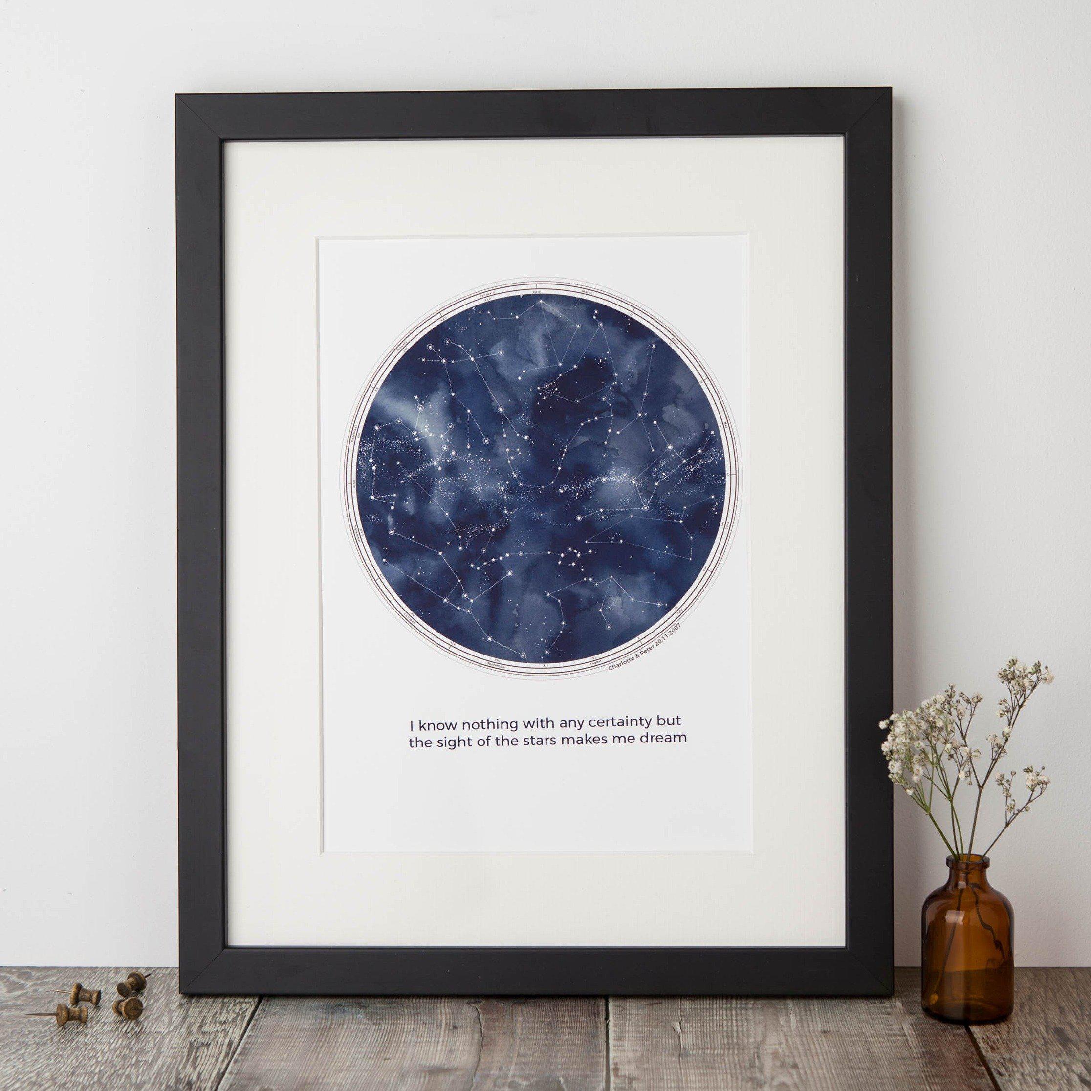 Personalised Constellation Navigation Print with Quote