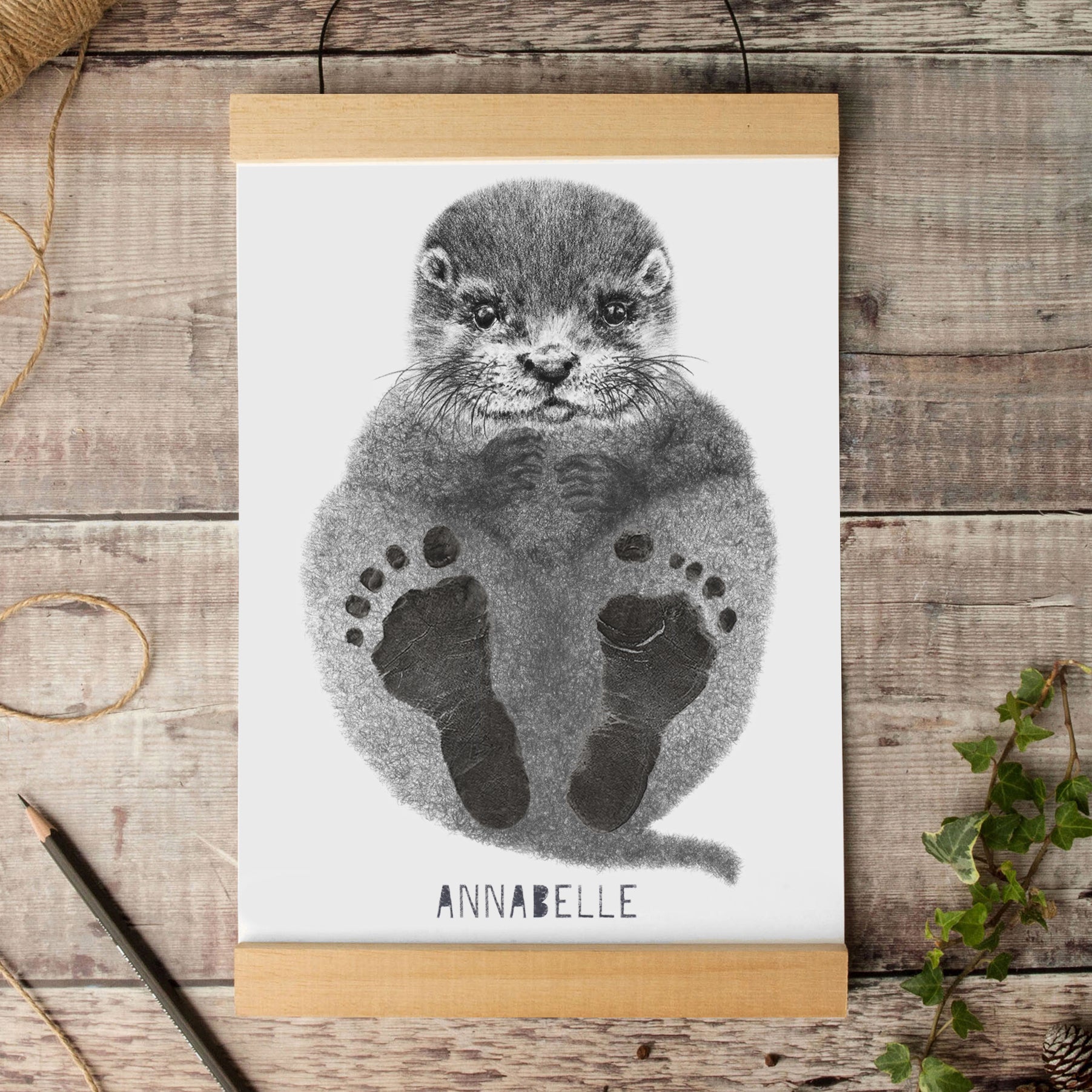 Personalised Baby Otter Footprint Kit