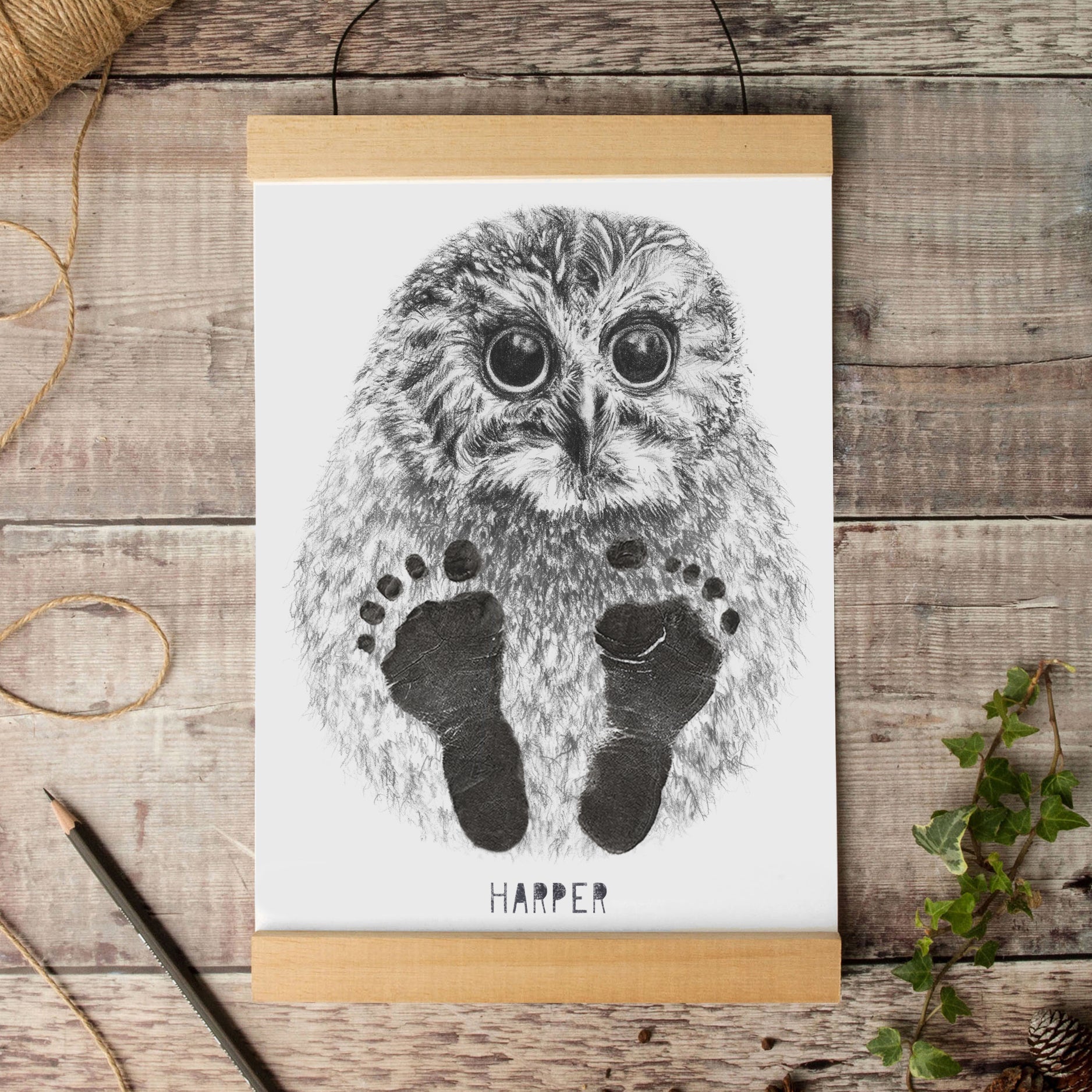 Personalised Baby Owl Footprint Kit