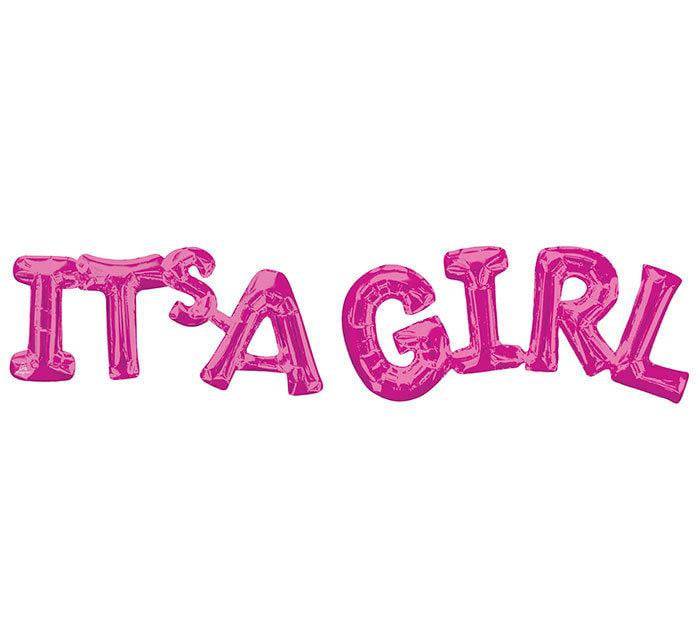 Air-Filled Pink It's A Girl Letter Balloon Banner 42"