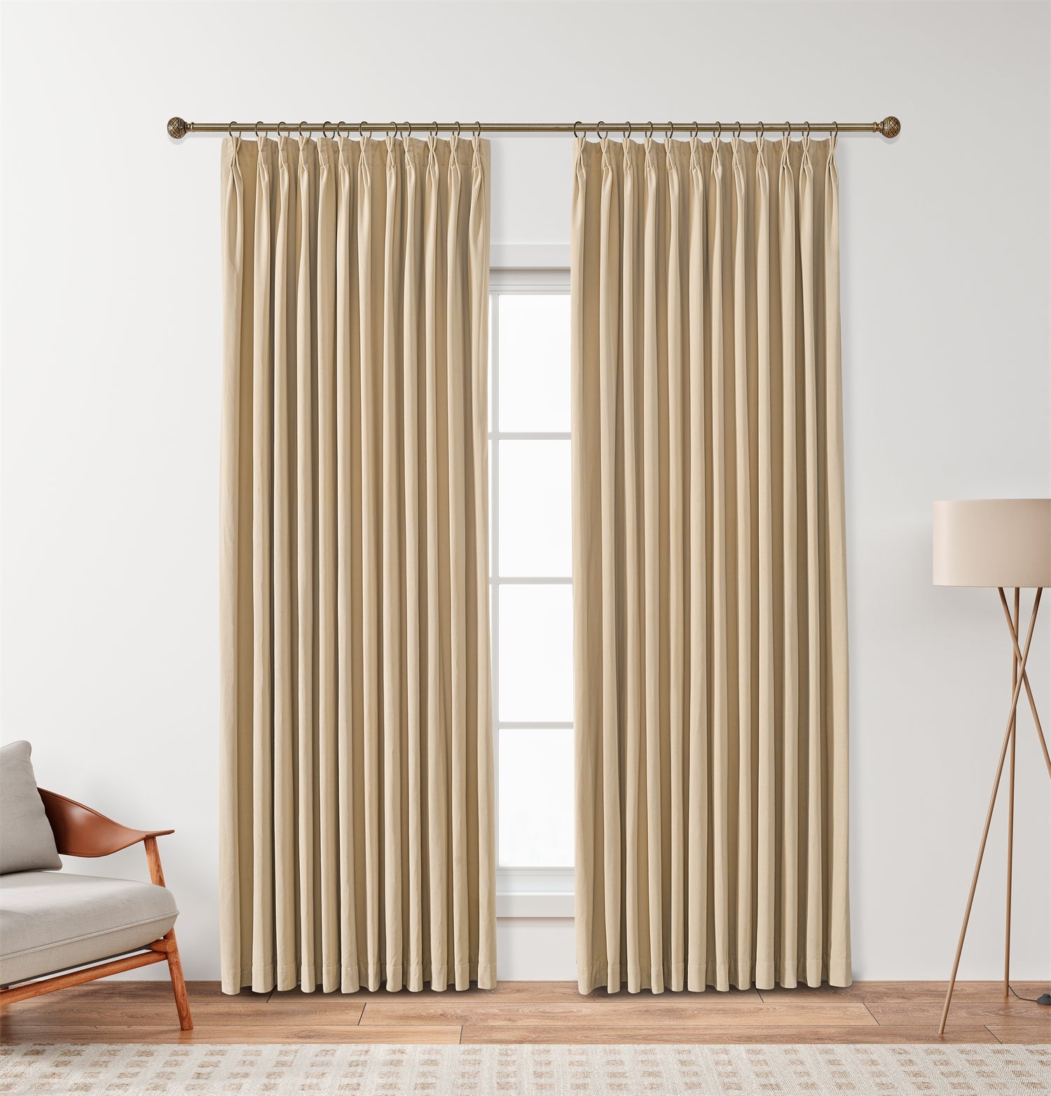 GEX Curtain Linen Bolonia Velvet Custom Curtains Blackout Drapes Pleated