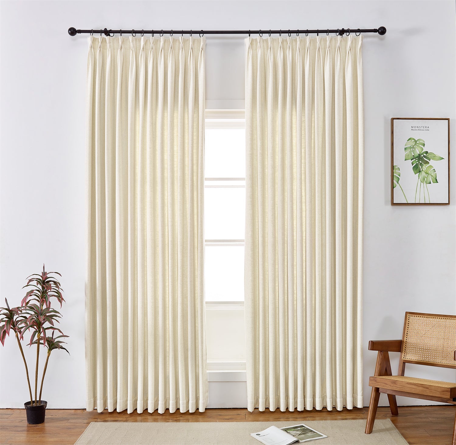 GEX Curtain Linen Chevrons Linen Custom Curtains Drapes Pleated