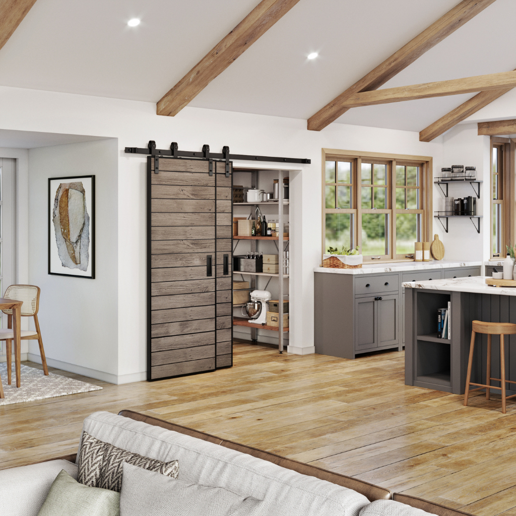 Classic Strap Single-Track Bypass Barn Door Hardware Kit