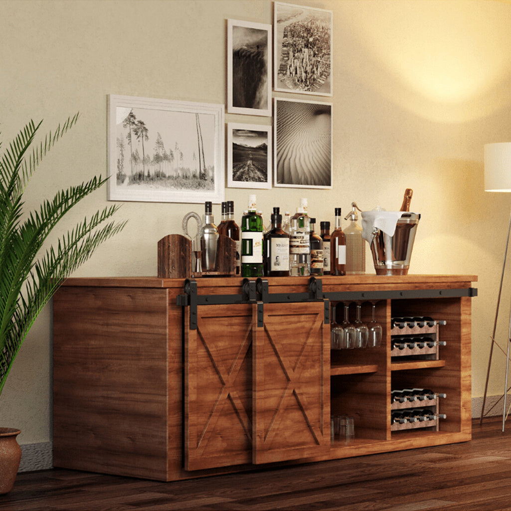 Classic Strap Mini Single-Track Bypass Barn Door Hardware Kit