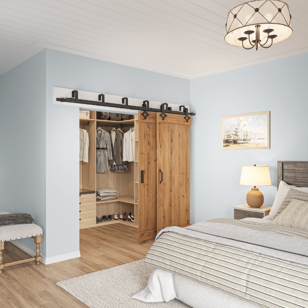 Country Style Bypass Barn Door Hardware Kit