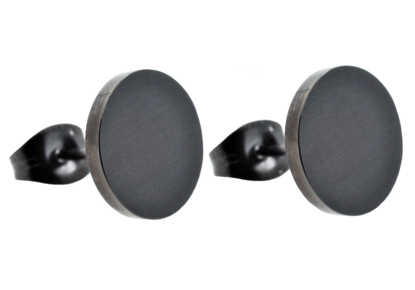Men's 10mm Black Stainless Steel Round Stud Earrings