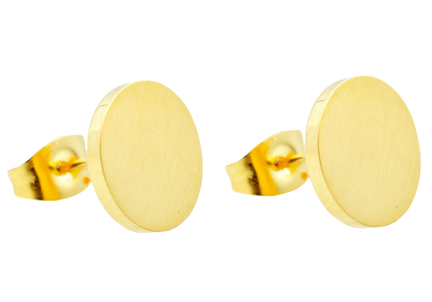 Men's 10mm Gold Stainless Steel Round Stud Earrings