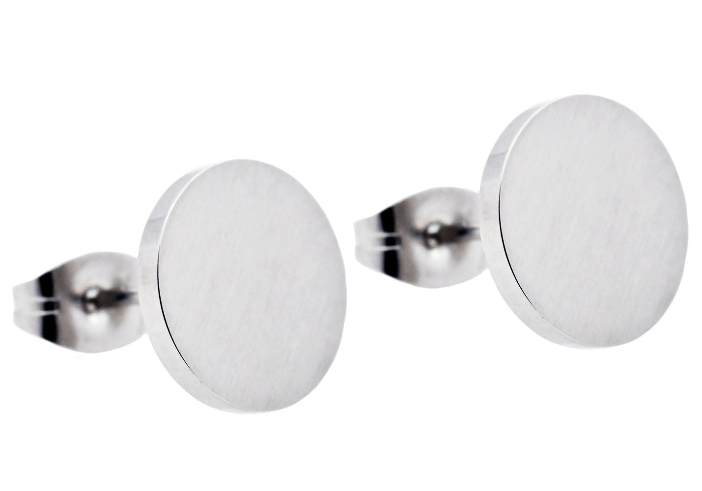 Men's 10mm Stainless Steel Round Stud Earrings