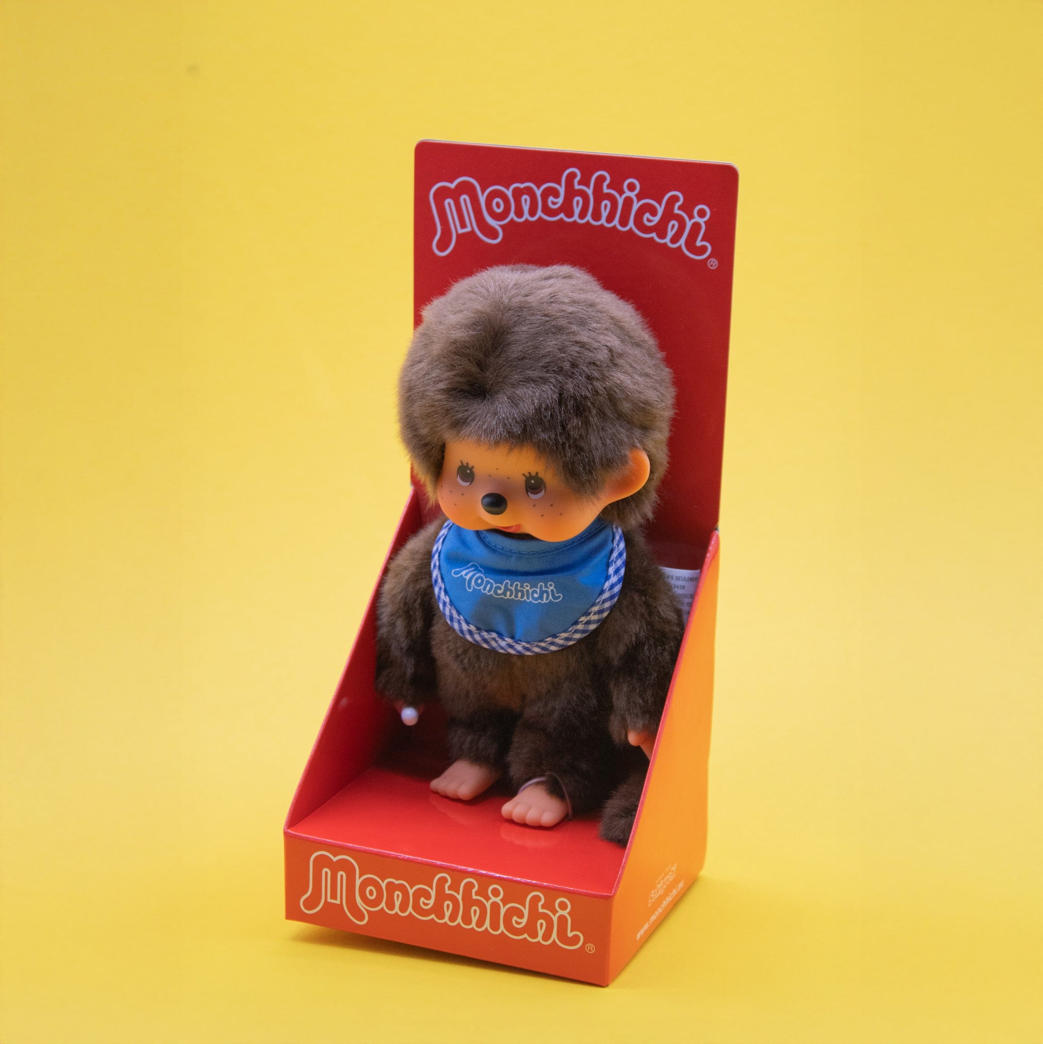 Classic Boy Monchhichi 8" Plush with Blue Bib