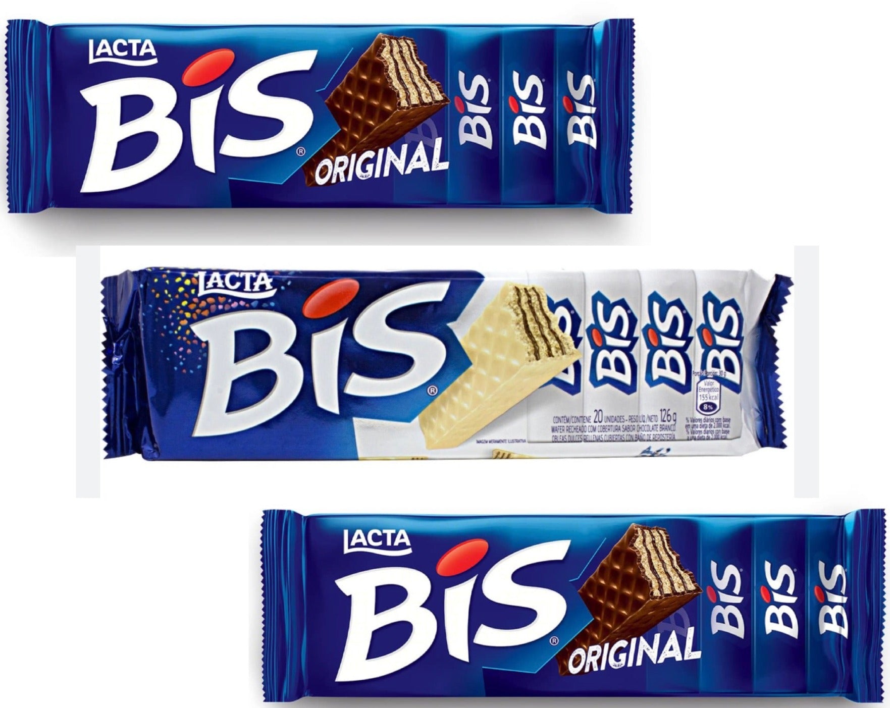 3 Lacta Bis - Branco e Chocolate 126g -