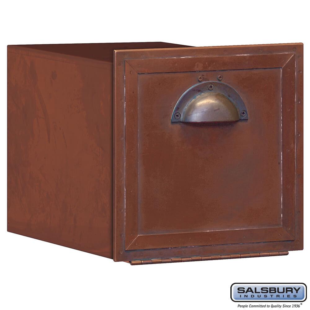 Antique Brass Column Mailbox - Recessed Mounted