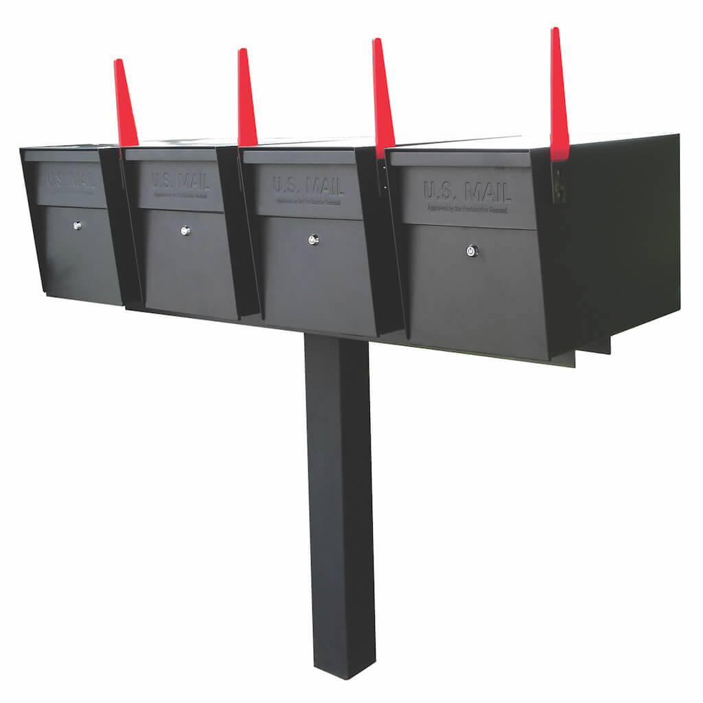 Mailboss® Quadruple High-Security Locking Mailbox & Post