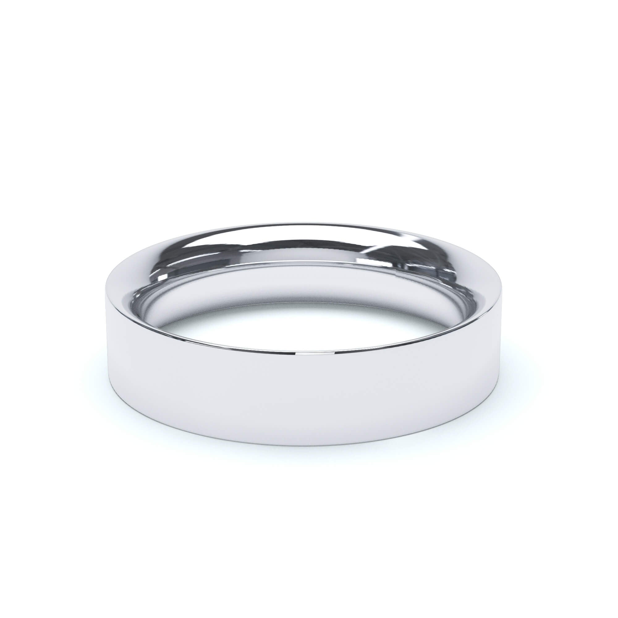- Flat Court Profile Wedding Ring 18k White Gold
