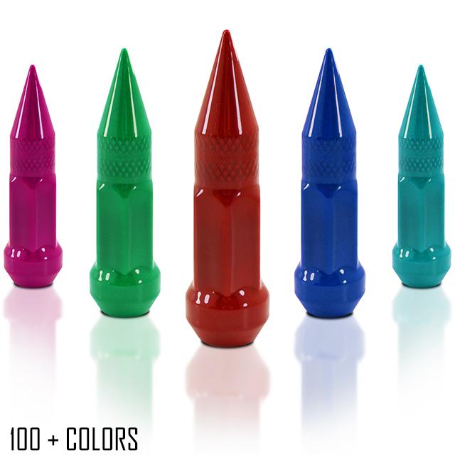 1 Pc 14x1.5 Short Spike Lug Nuts 3" Tall - Powder Coated - Various Colors