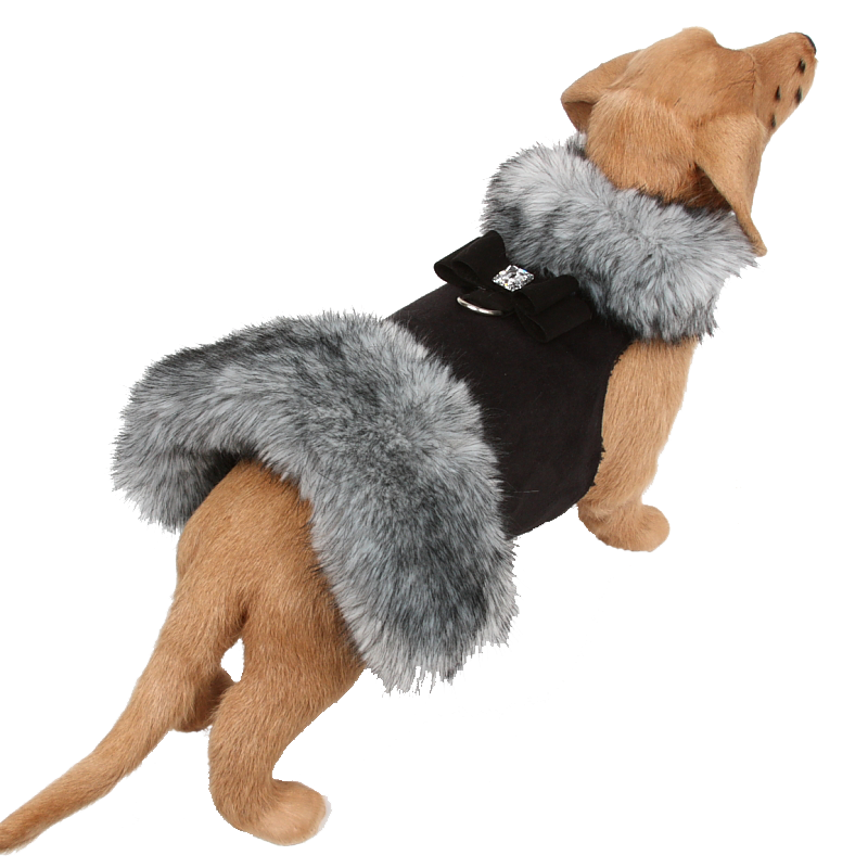 Big Bow Black Tip Silver Fox Fur Coat
