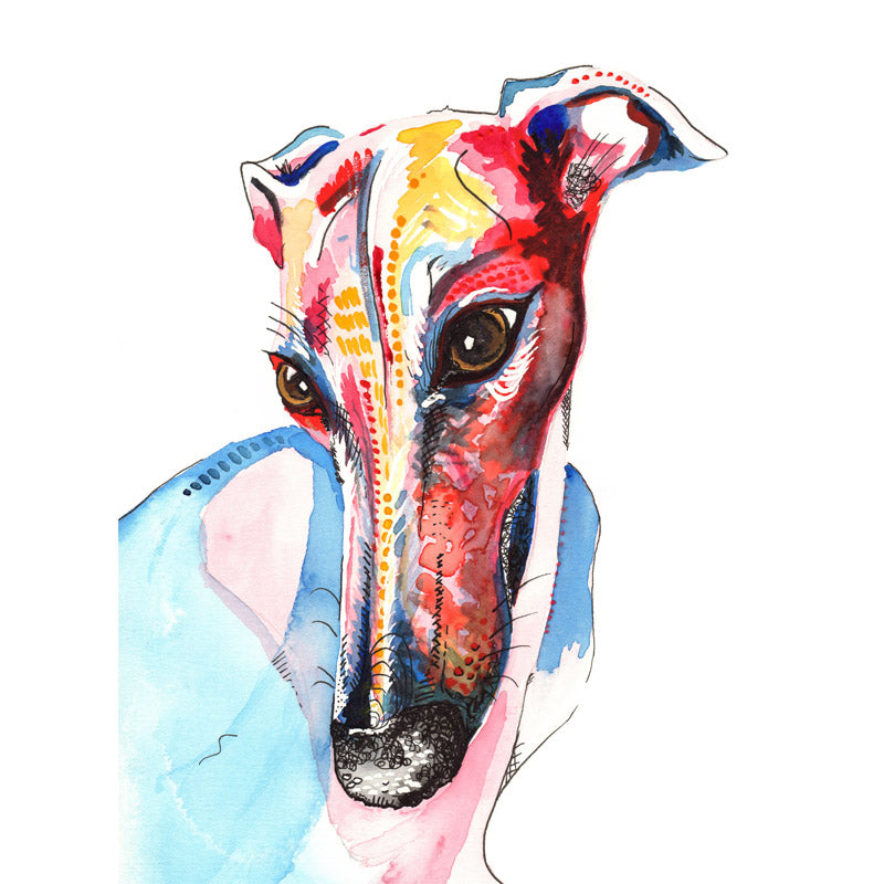 Greyhound Art Prints Painting Gifts - 'Hello!'
