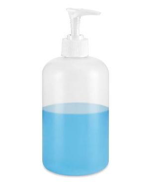 16oz Frosted Boston Round Pump Bottle with White Pump (Included)