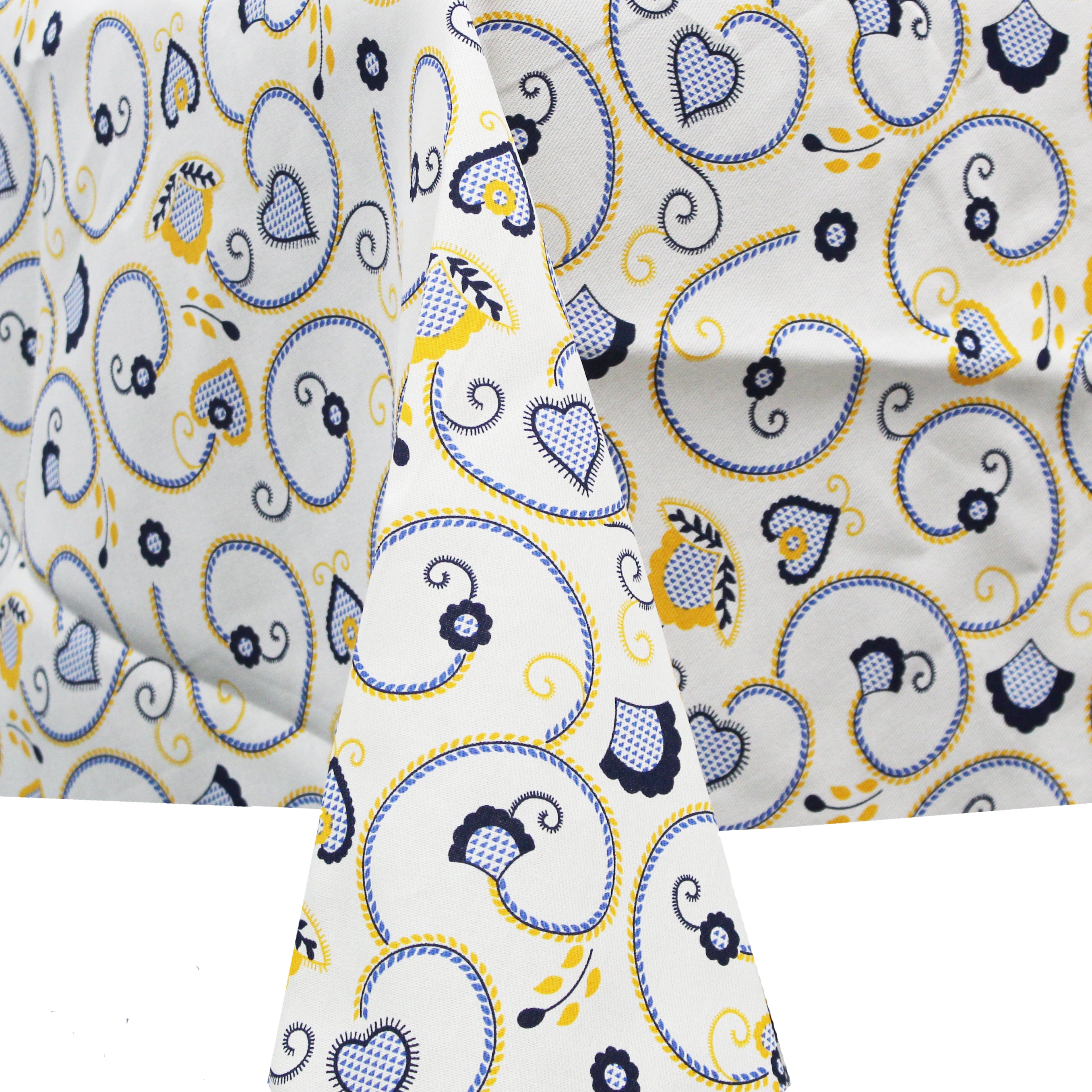 100% Cotton Yellow Viana Style Round Made in Portugal Tablecloth