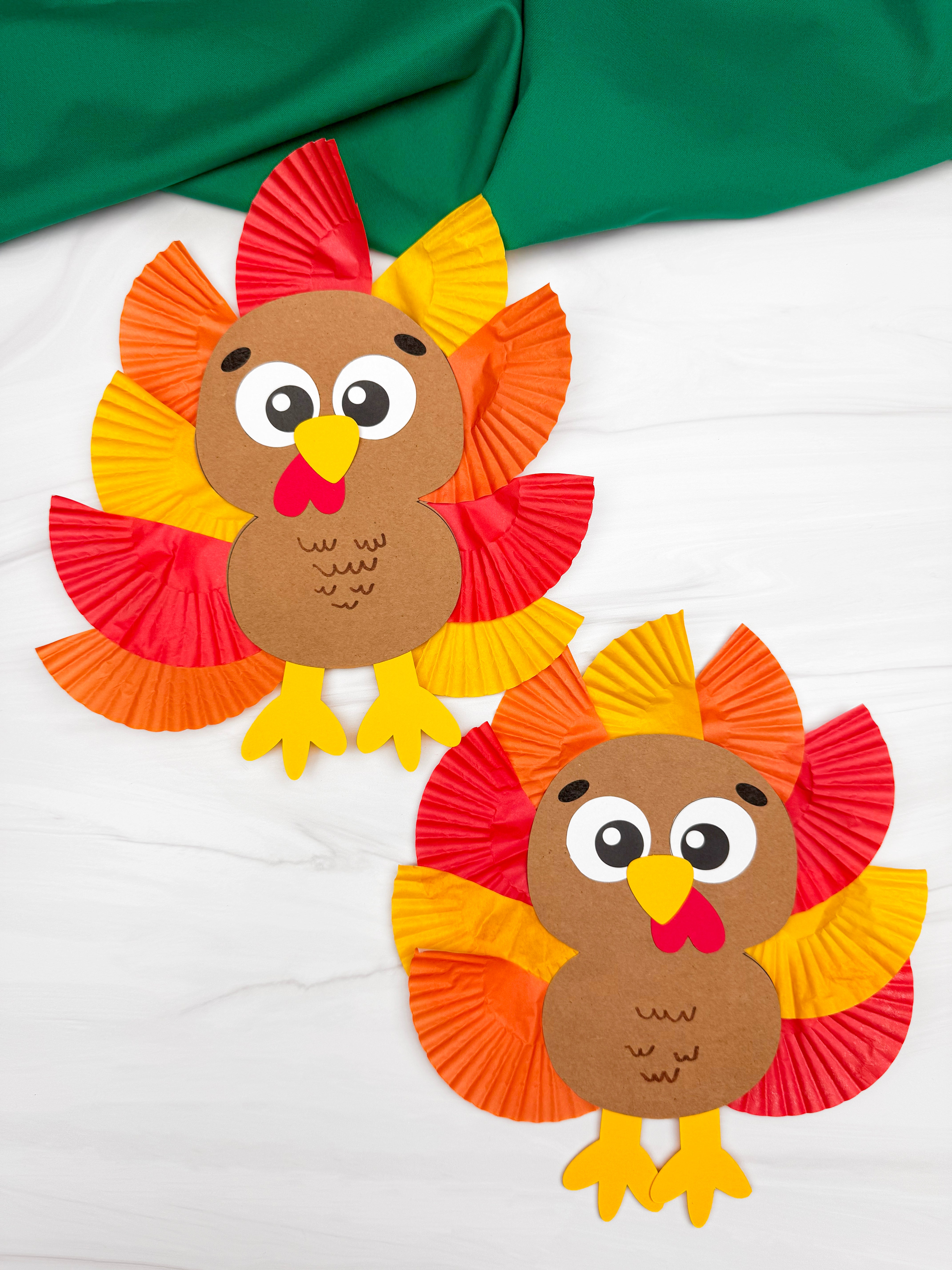 Cupcake Liner Turkey Craft Template