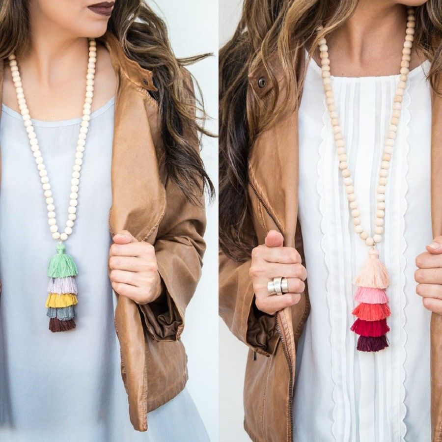 Beaded Tassel Spring Long Necklaces