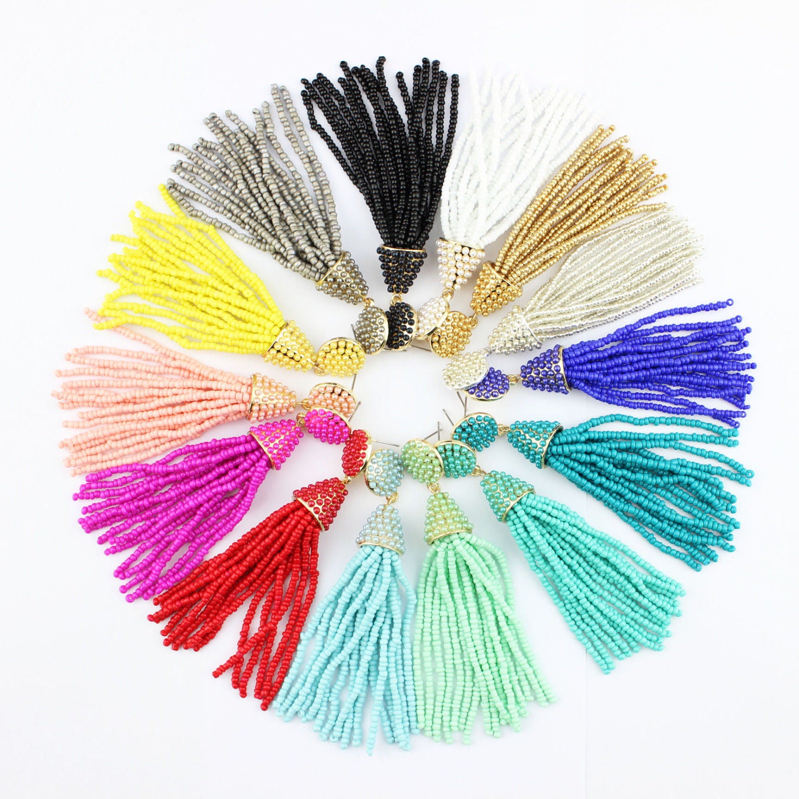 Beaded Tassel Hanging Spring Earrings