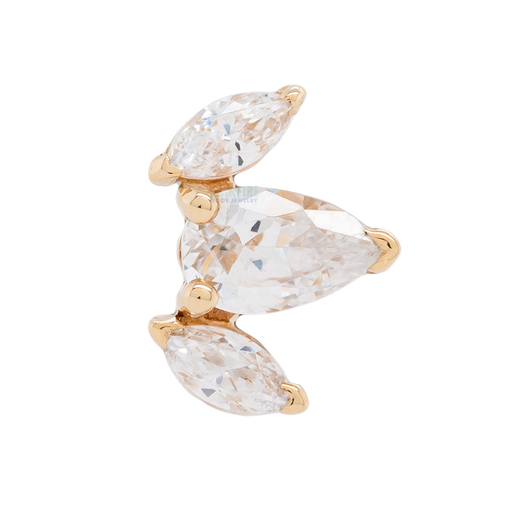 "Alana" Threaded End in Gold with White CZ's