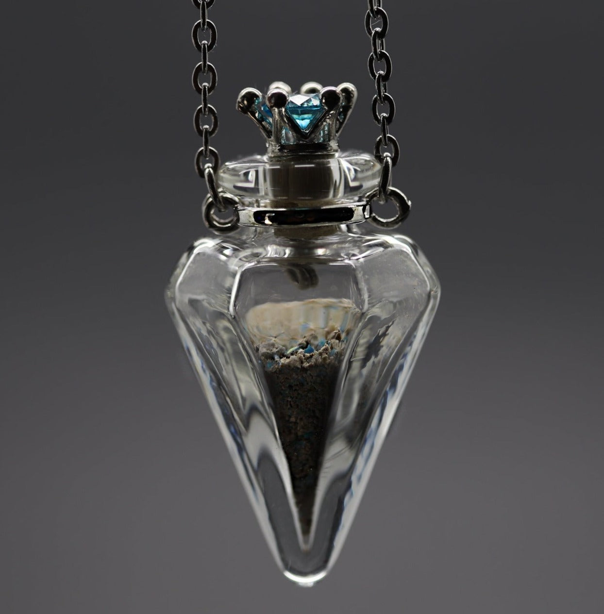 "Diamond" Fill-At-Home Glass Necklace (For Ashes, Dried Flowers, Sand, etc)