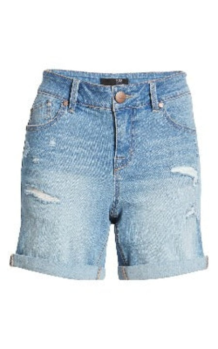 1822 Denim Women's Distressed Denim Roll Cuff Shorts